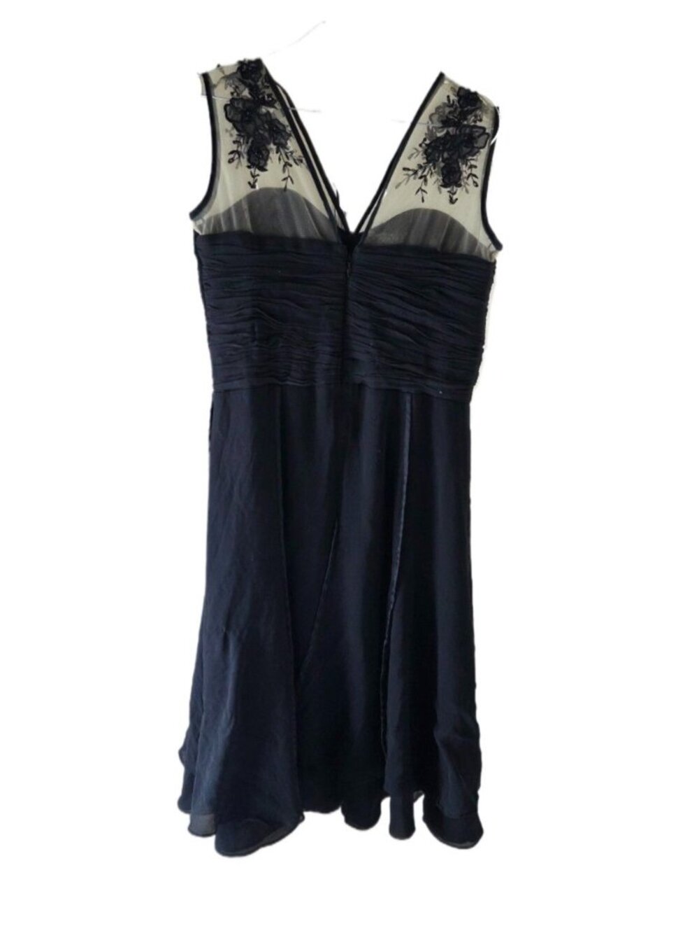 Shani 100% Silk Black with Nude Top Beaded Evening Dress - Picture 2 of 3